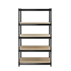 30 in. W x 60 in. H x 12 in. D 5-Tier Black Steel Shelving Unit