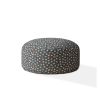 Indoor DANCING DOTS Greyish Blue Round Zipper Pouf - Cover Only - 24in dia x 20in tall