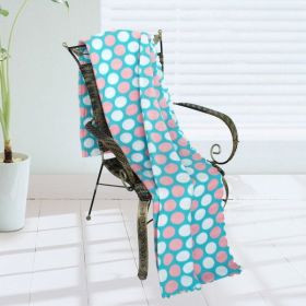 [Pink & White Dots] Soft Coral Fleece Throw Blanket (59 by 74.8 inches)