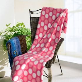 [Wave Point - Pink/White] Soft Coral Fleece Throw Blanket (59 by 79 inches)