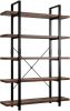 5 Shelves; Freestanding Storage Shelving Unit for Home Office Living Room; Rustic Brown