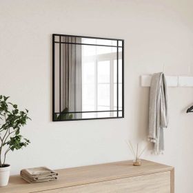 Wall Mirror Black 19.7"x19.7" Square Iron