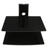 Floating Wall Mounted Shelf | 44 lbs Weight Capacity | 2 Shelves Tinted Tempered Glass | Black