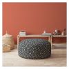 Indoor DANCING DOTS Greyish Blue Round Zipper Pouf - Cover Only - 24in dia x 20in tall
