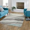 4' x 6' Carved Waves Teal Indoor Area Rug