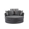Swivel Accent Barrel Chair with 5 Movable Pillow 360 Degree Swivel Round Sofa Chair for Living Room,Bedroom, Hotel, Grey