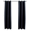 Blackout Curtains with Rings 2 pcs Black 37"x84" Fabric