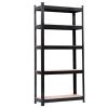 30 in. W x 60 in. H x 12 in. D 5-Tier Black Steel Shelving Unit