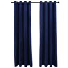 Blackout Curtains with Rings 2 pcs Navy Blue 54"x84" Velvet