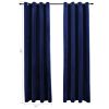 Blackout Curtains with Rings 2 pcs Navy Blue 54"x84" Velvet