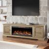 Bridgevine Home Topanga 83 inch Electric Fireplace TV Console for TVs up to 95 inches, Alabaster finish